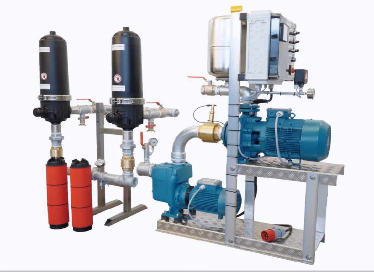 Pumpwerk S8-ASD mit Filterbatterie aus zwei Lamellenscheibenfiltern
