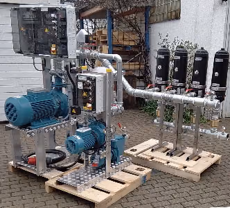 Wasserversorgung aus Zisterne und Teich mit Filteranlage
